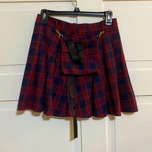 Plaid School Girl Skirt with Clip on Pocket/Purse